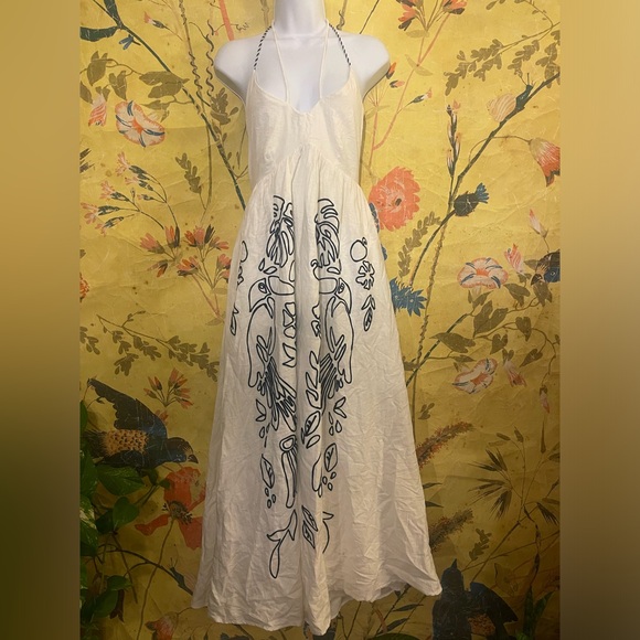 Anthropologie Farm Rio Embroidered Halter Maxi Dress - Picture 6 of 11